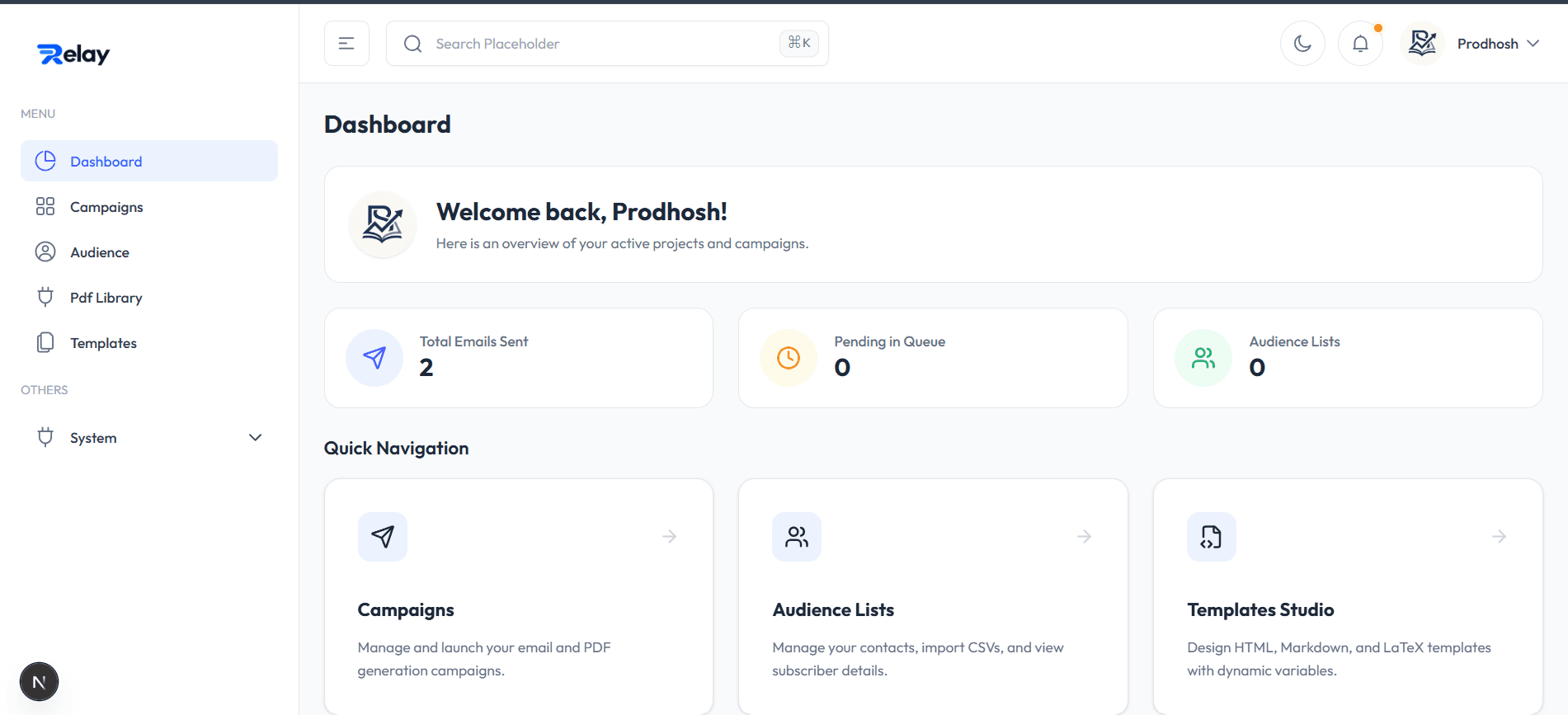 Relay Dashboard screenshot